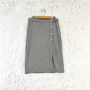 Talbots Women's Houndstooth Pencil Skirt Black Knee Length Size 4